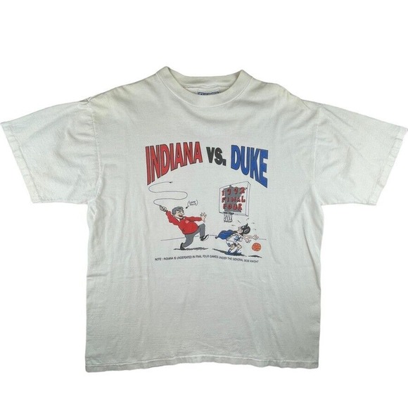 Vintage Indiana University IU Basketball Bobby Knight 1992 Duke t-shirt Final 4 - Picture 1 of 5